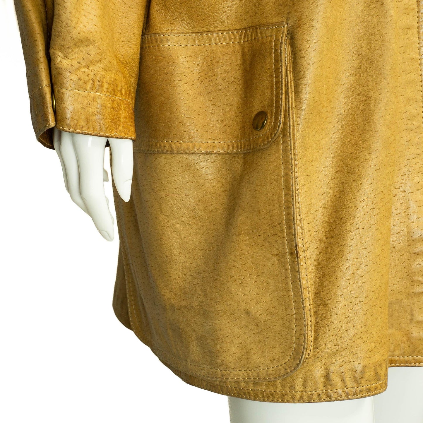 CLAUDE MONTANA Beige Leather Jacket Vintage 70s 80s