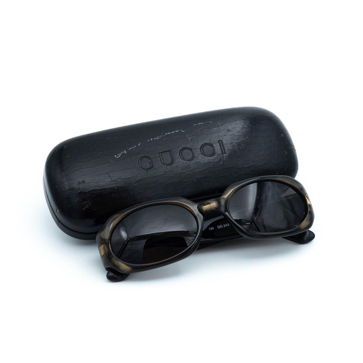 GUCCI GG 2436 Logo Green Oval Sunglasses Vintage 90s 00s