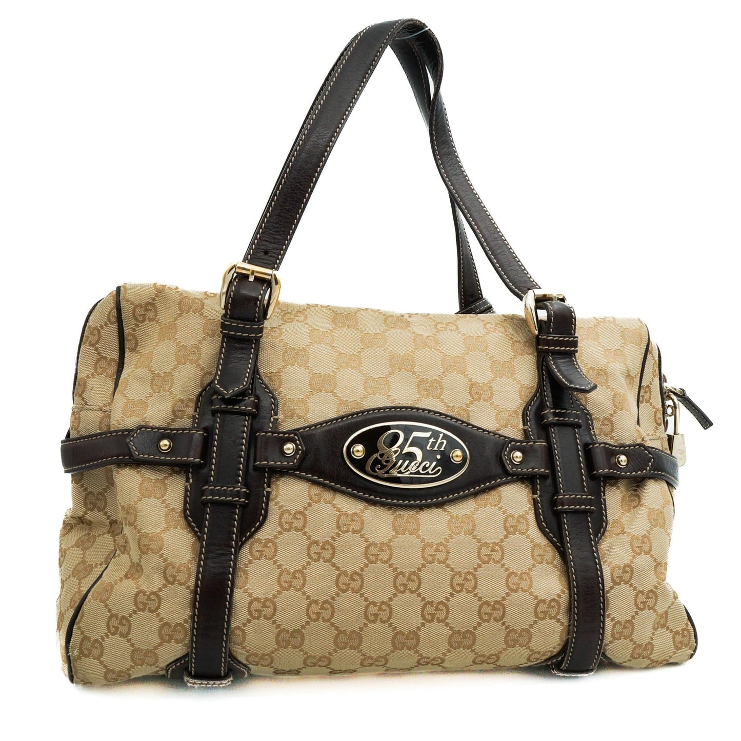 Gucci 163290 Canvas Monogram Boston Bag 85th Anniversary