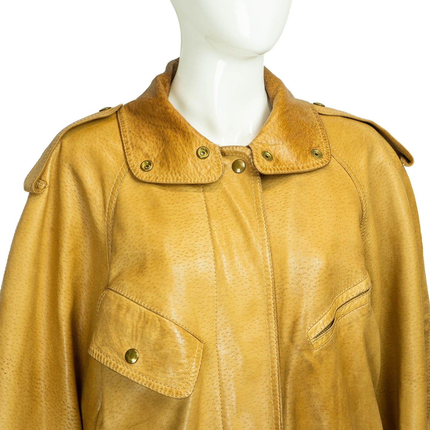 CLAUDE MONTANA Beige Leather Jacket Vintage 70s 80s