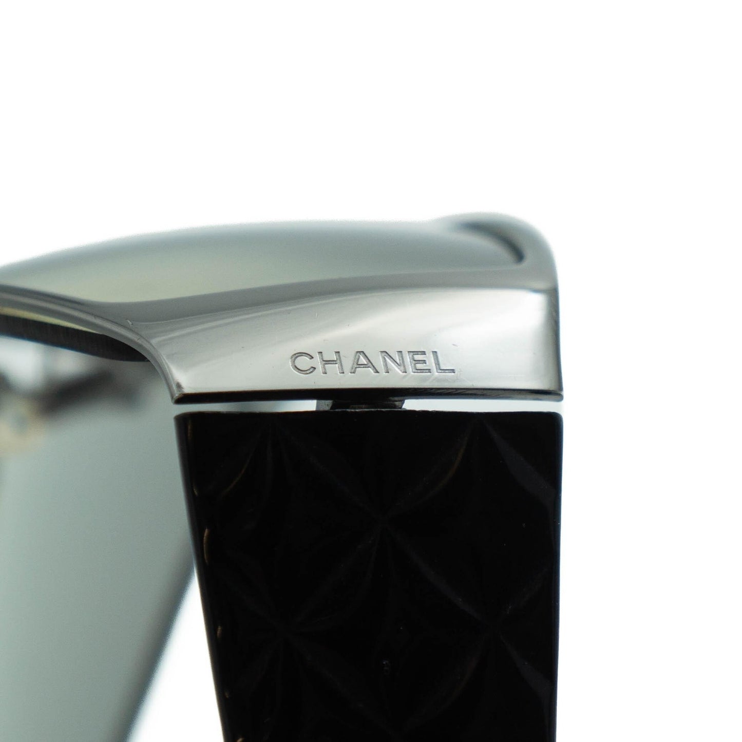 CHANEL 4097 Black Silver Shield Sunglasses Vintage 90s 00s