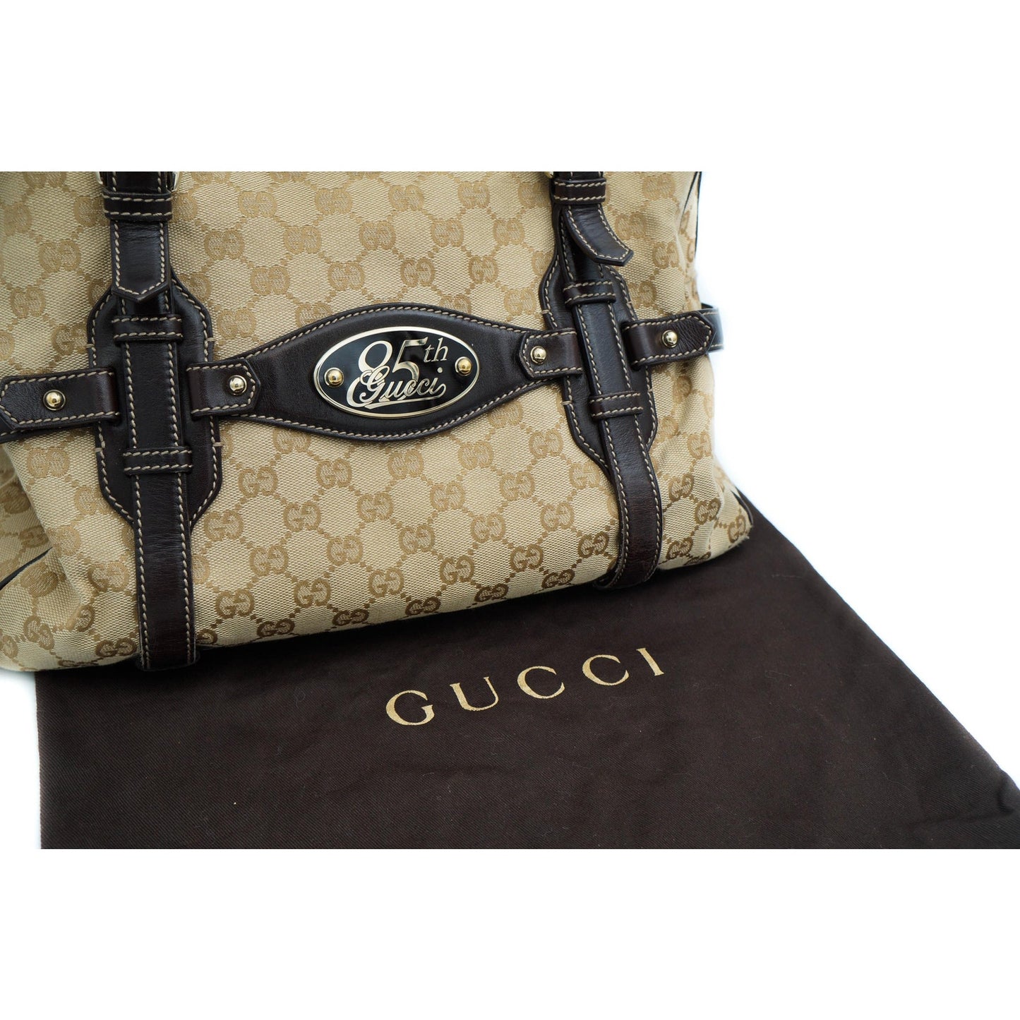 Gucci 163290 Canvas Monogram Boston Bag 85th Anniversary