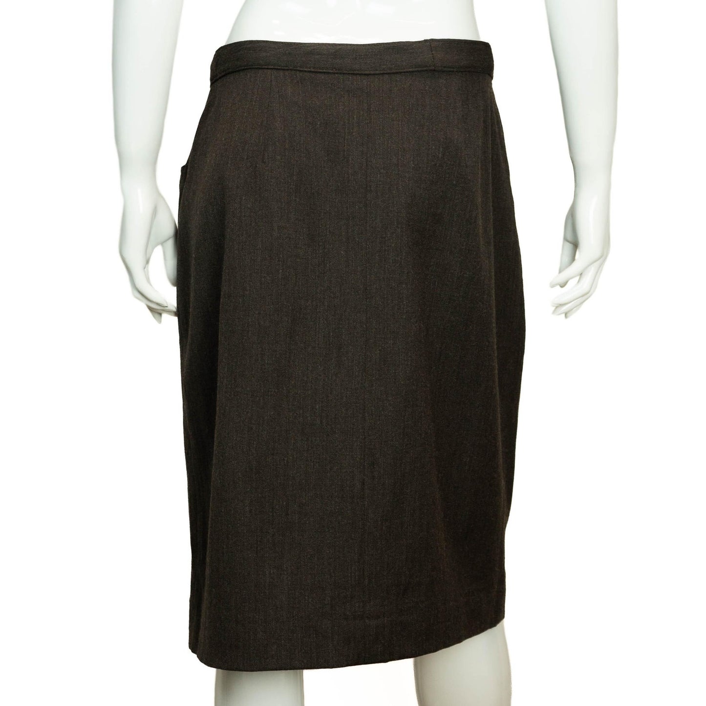 CHANEL Logo Gray Wool Pencil Skirt Vintage 90s 00s