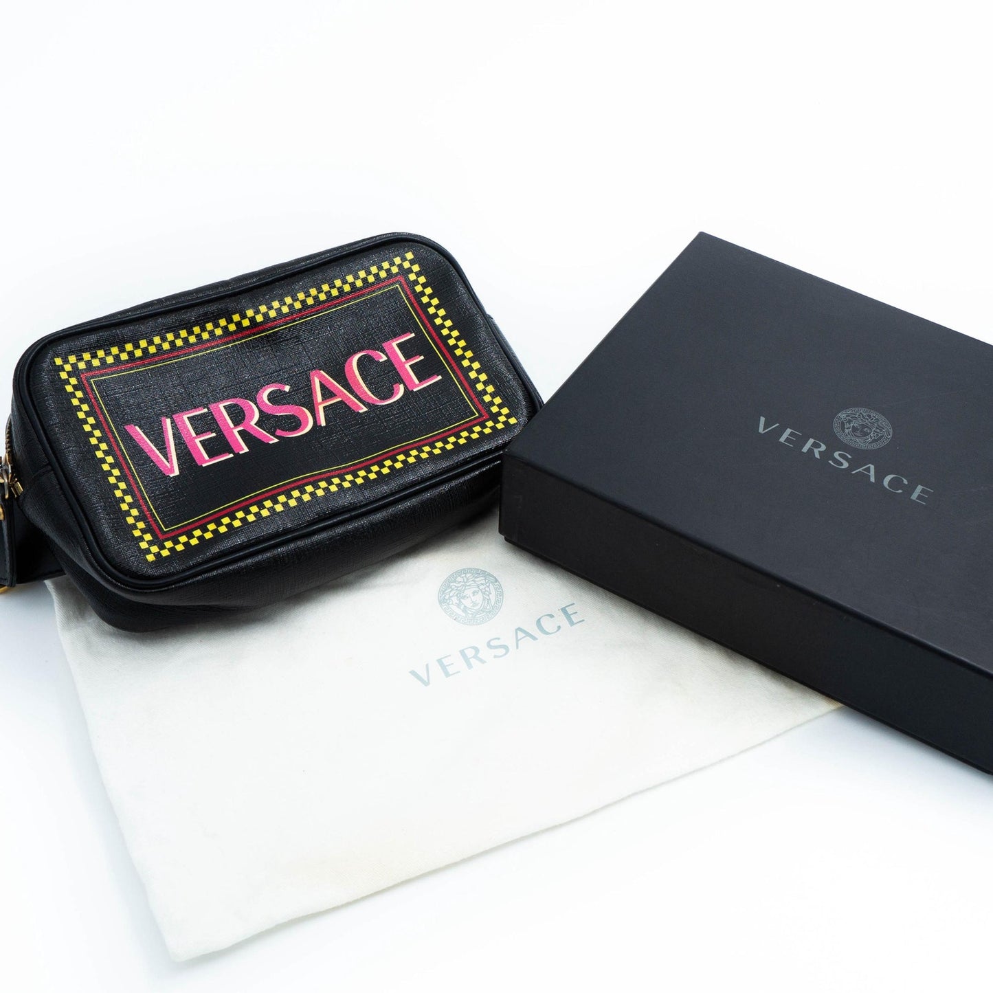 VERSACE Black Pink Waist Crossbody Bag Bumbag