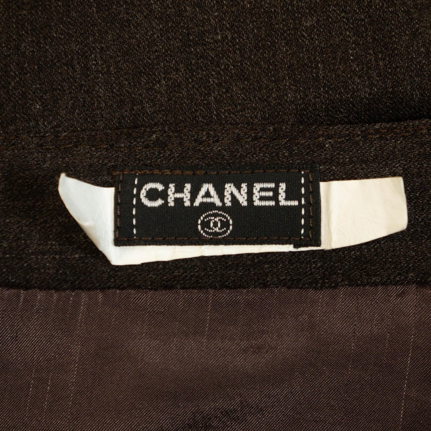 CHANEL Logo Gray Wool Pencil Skirt Vintage 90s 00s