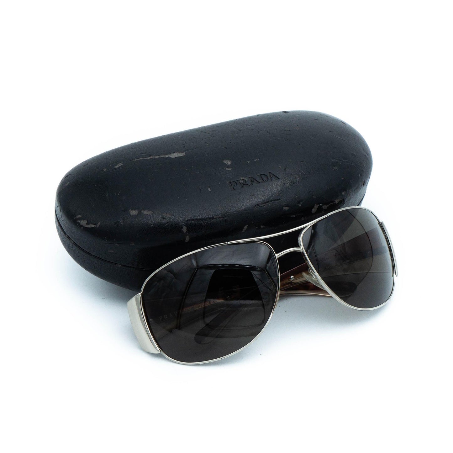PRADA SPR 75G Aviator Brown Sunglasses Vintage 00s