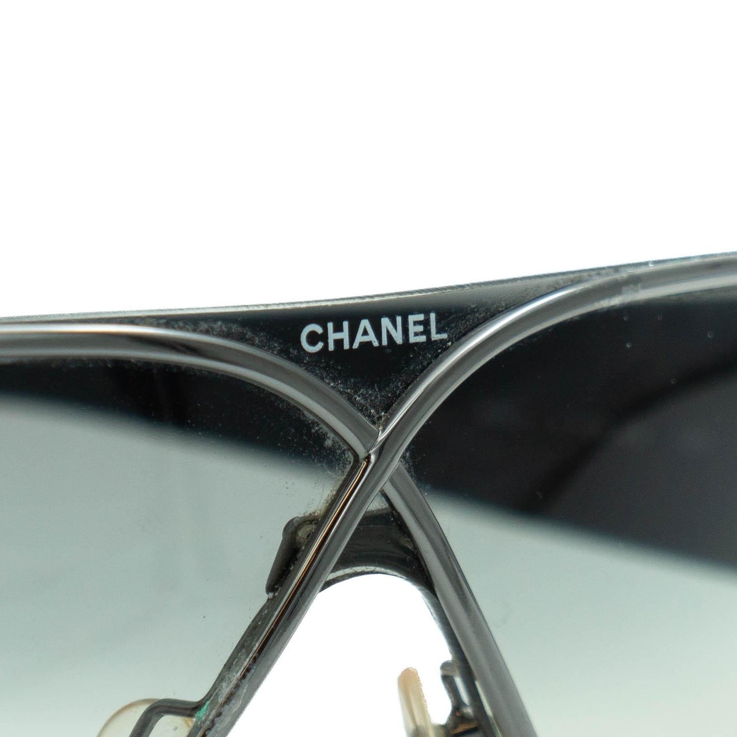 CHANEL 4097 Black Silver Shield Sunglasses Vintage 90s 00s