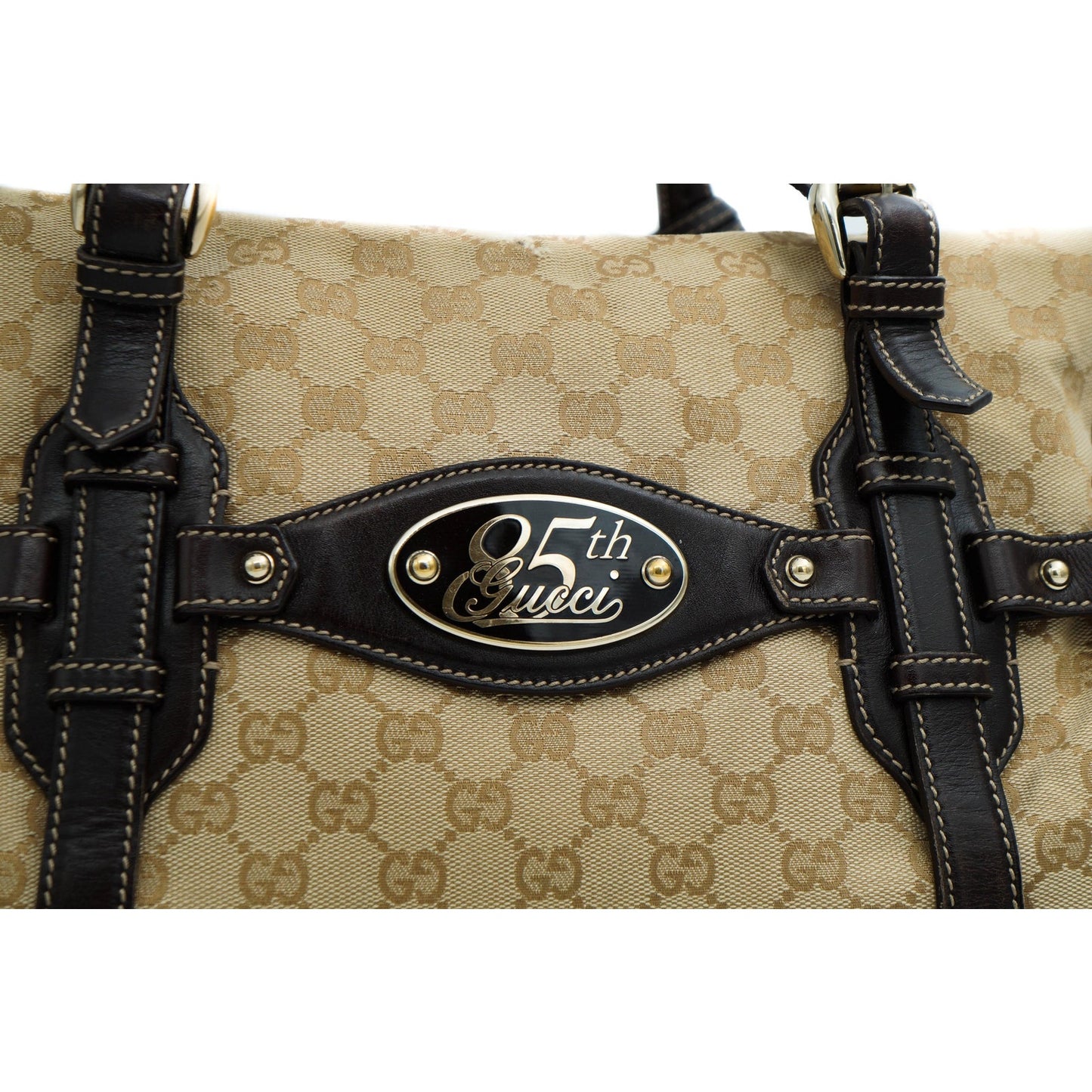Gucci 163290 Canvas Monogram Boston Bag 85th Anniversary