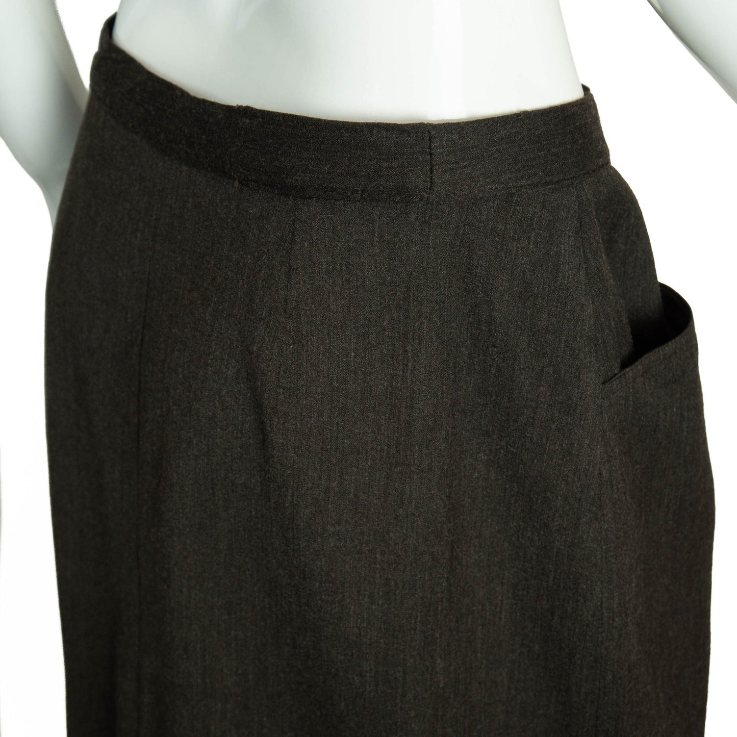 CHANEL Logo Gray Wool Pencil Skirt Vintage 90s 00s
