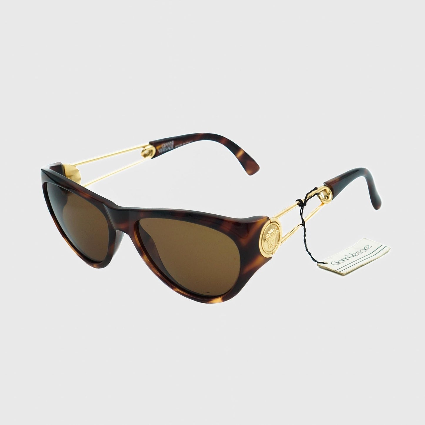 GIANNI VERSACE MOD 427 Medusa Brown Gold Sunglasses Vintage