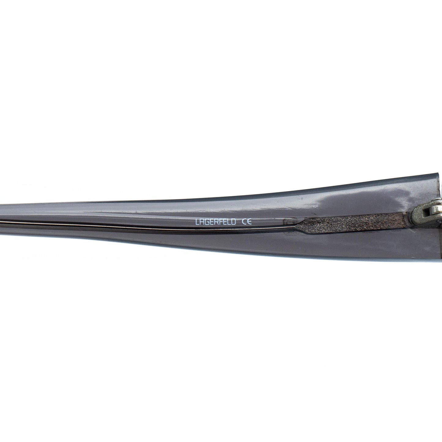 Close-up of temple logo engraving