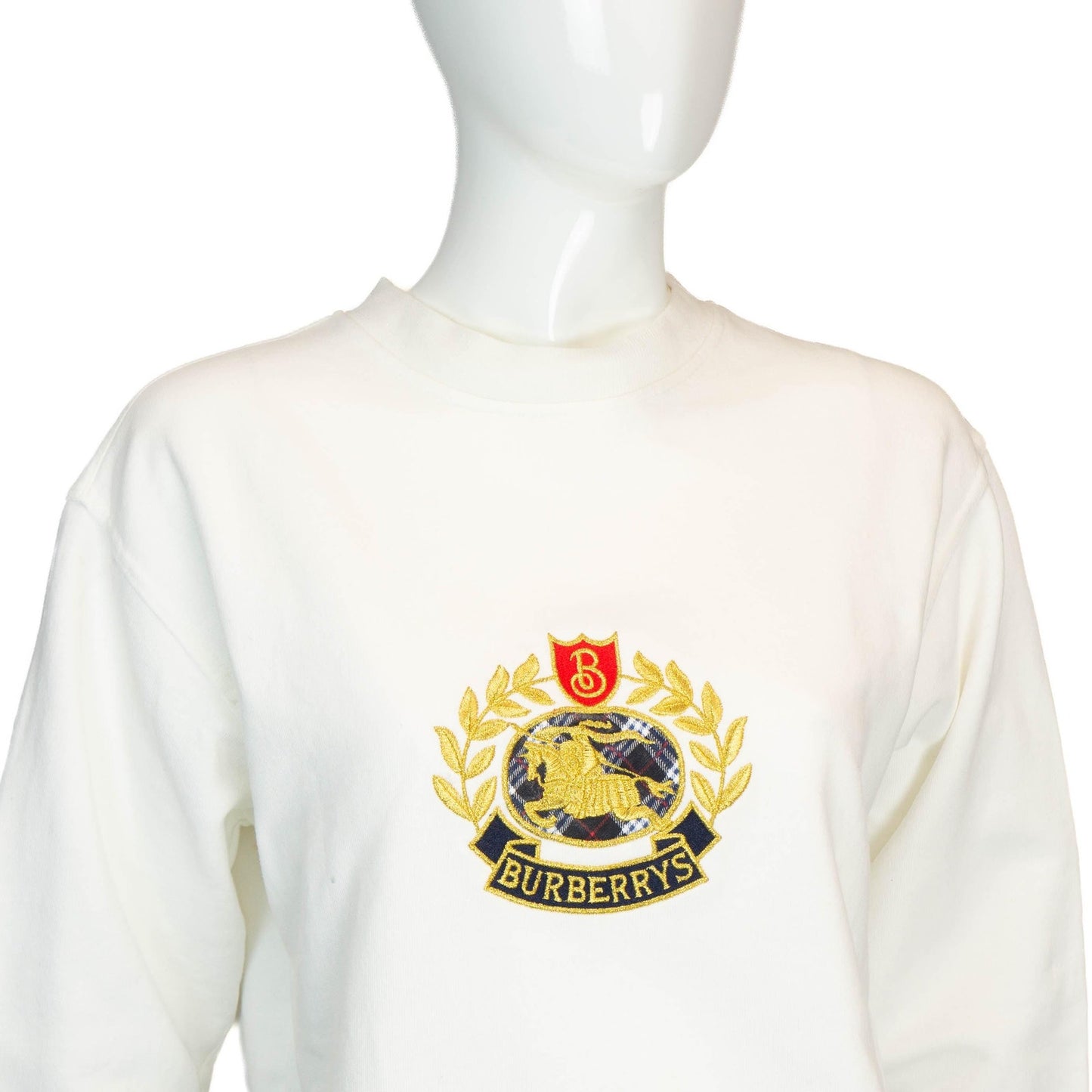BURBERRY Center Logo White Sweatshirt Vintage 90s