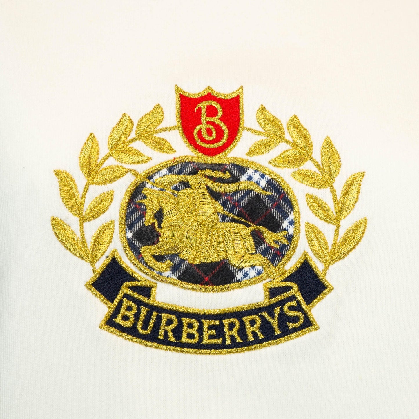 BURBERRY Center Logo White Sweatshirt Vintage 90s