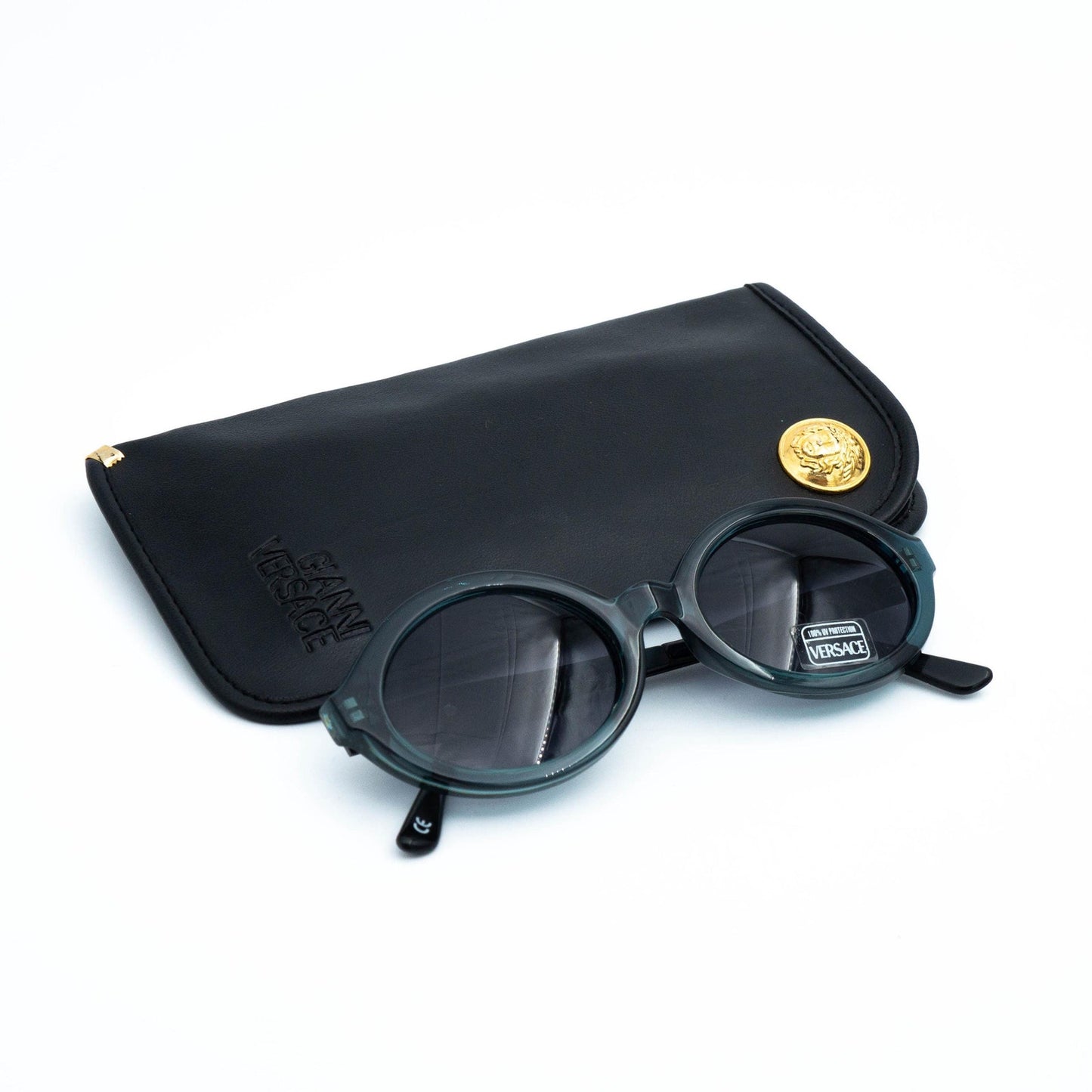 GIANNI VERSACE MOD 401 Oval Medusa Blue Sunglasses Vintage