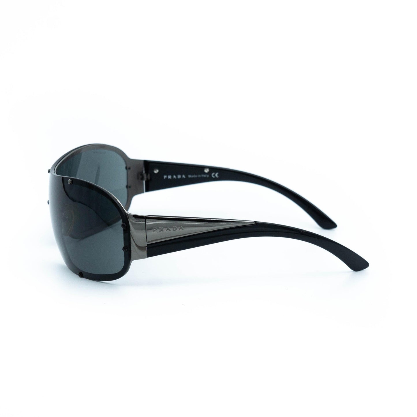 PRADA SPR 63H Black Mask Shield Sunglasses Vintage 00s
