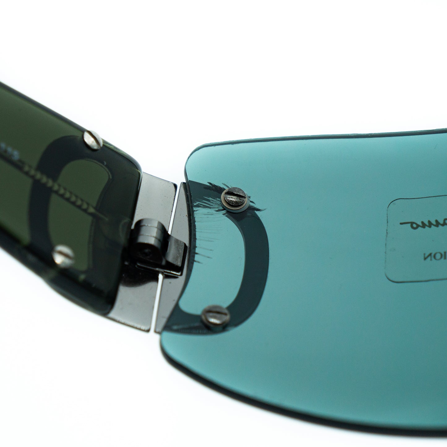 Salvatore Ferragamo 1072 Green Shield Rimless Sunglasses Vintage