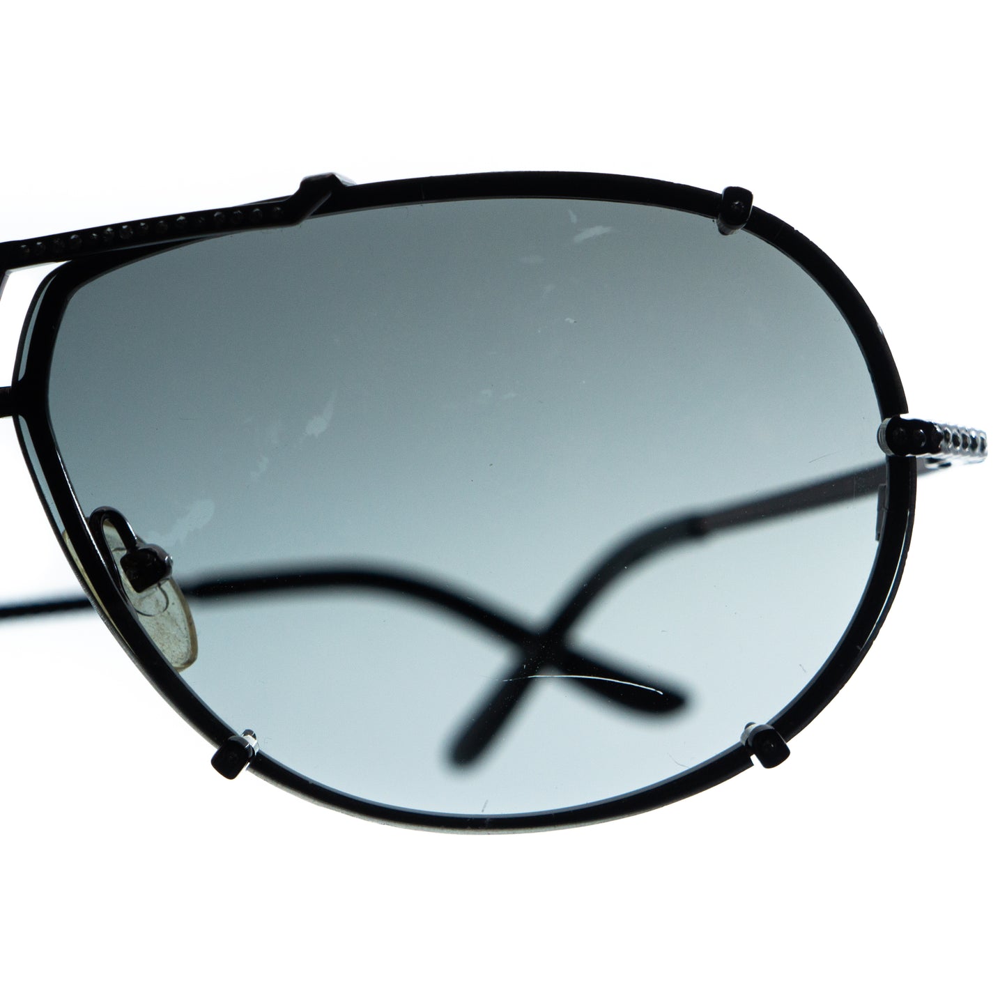 Valentino 5437/S Black Silver Aviator Mask Sunglasses Vintage