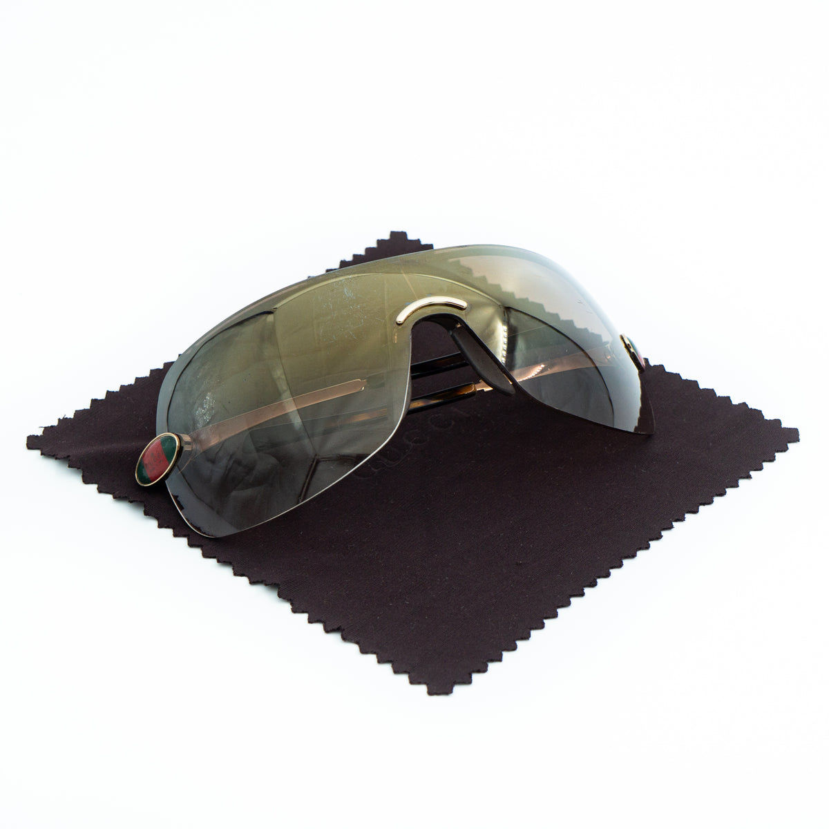 GUCCI GG 1854/S Gold Shield Rimless Mask Sunglasses Vintage