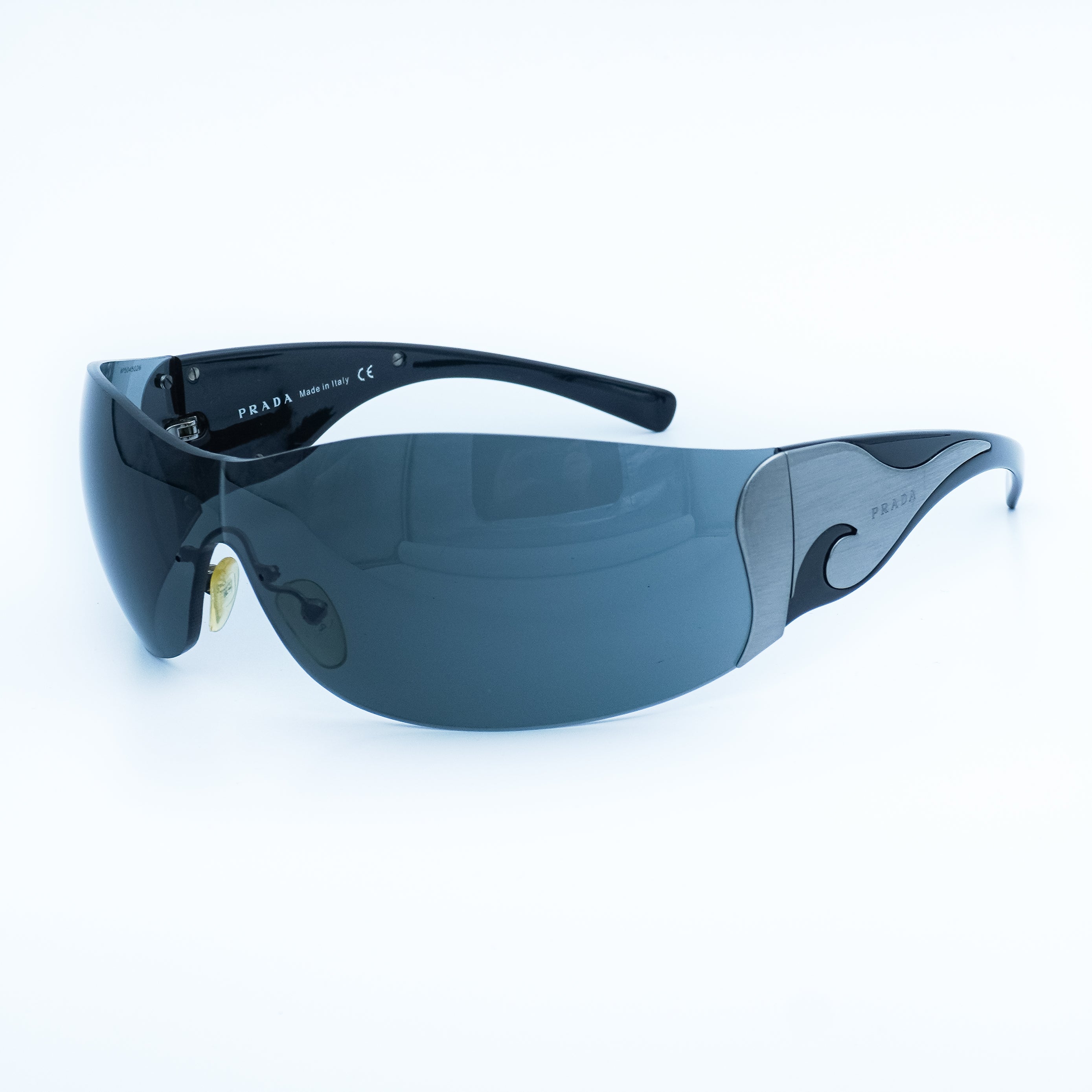 PRADA サングラス SPR 58F PRADA SPR 58F Shield Mask Black Sunglasses Vintage – LAVINTA