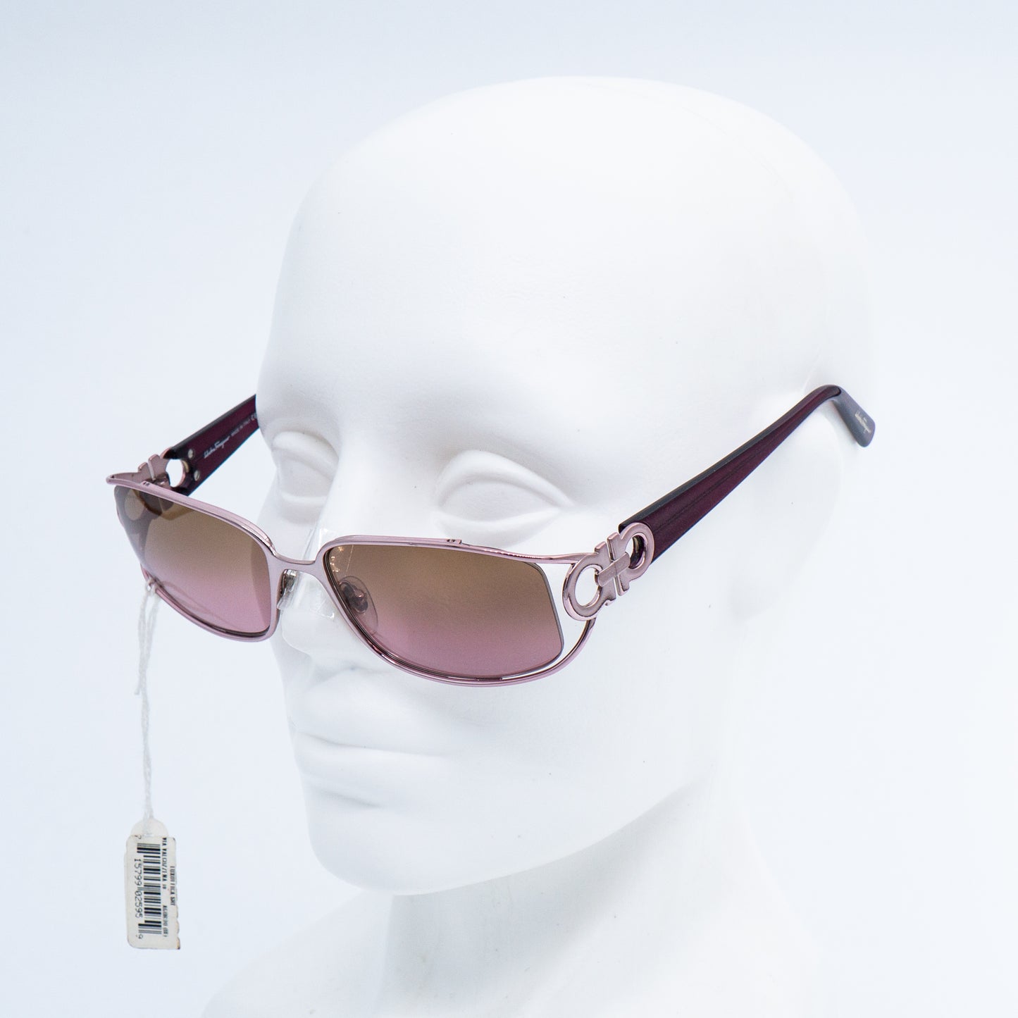 Salvatore Ferragamo 1096 Silver Oval Sunglasses Vintage