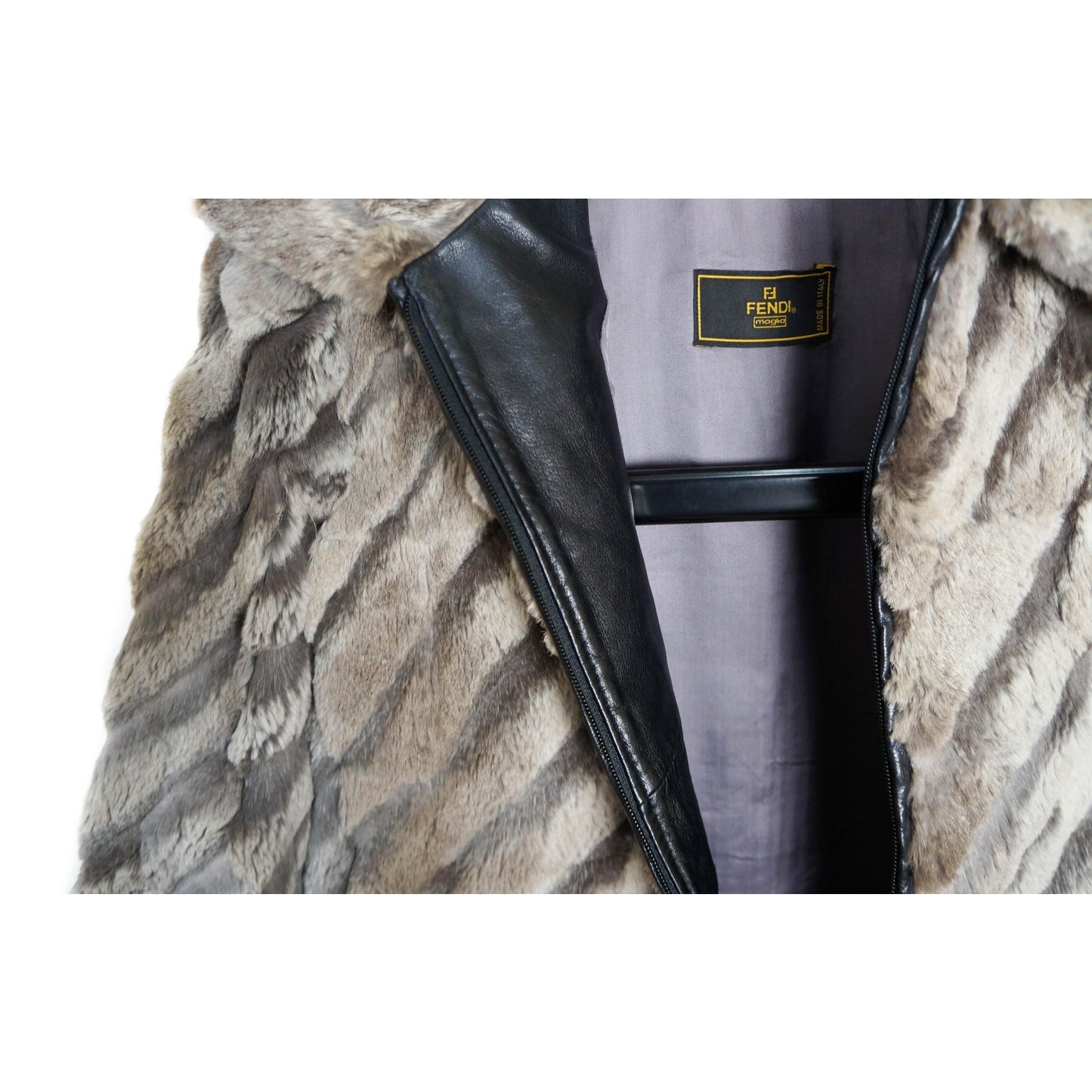 FENDI Maglia Fur Jacket Coat Vintage Gray Rare 90s
