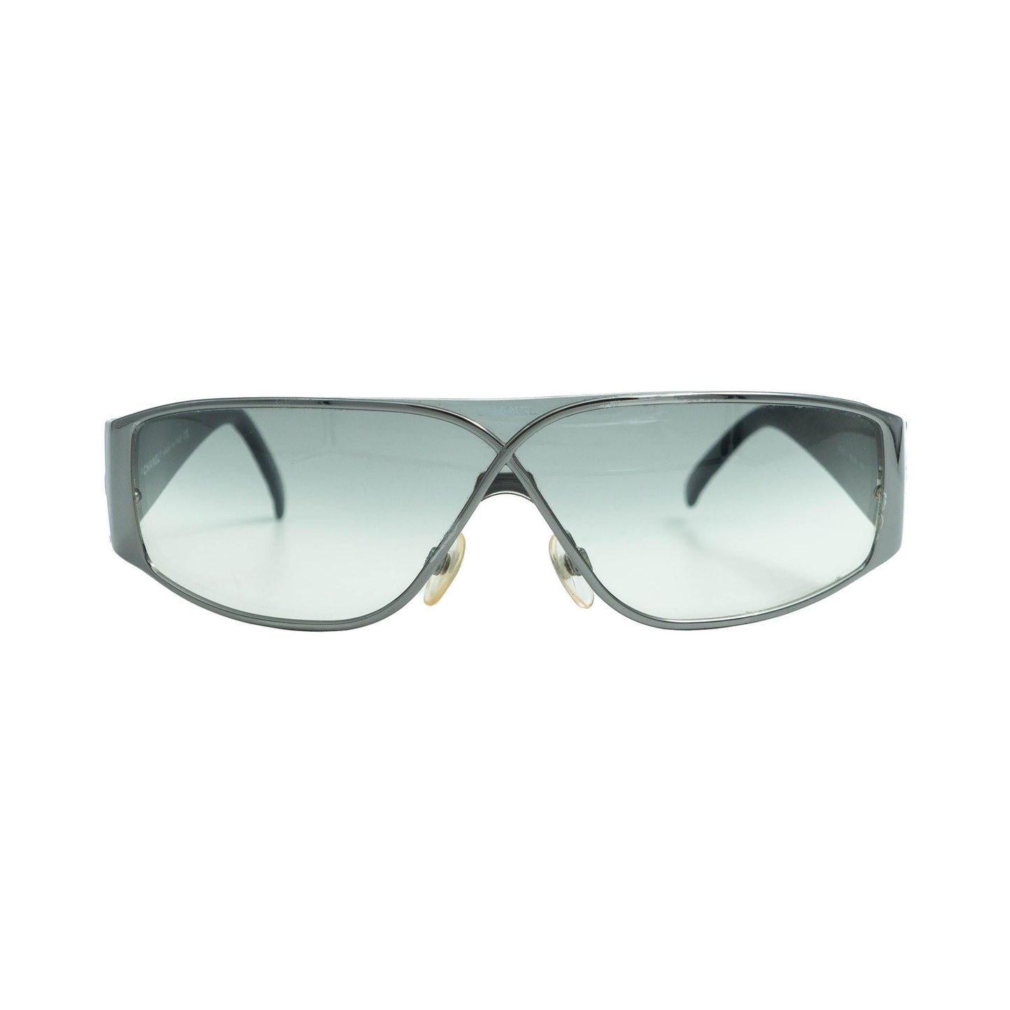 CHANEL 4097 Black Silver Shield Sunglasses Vintage 90s 00s