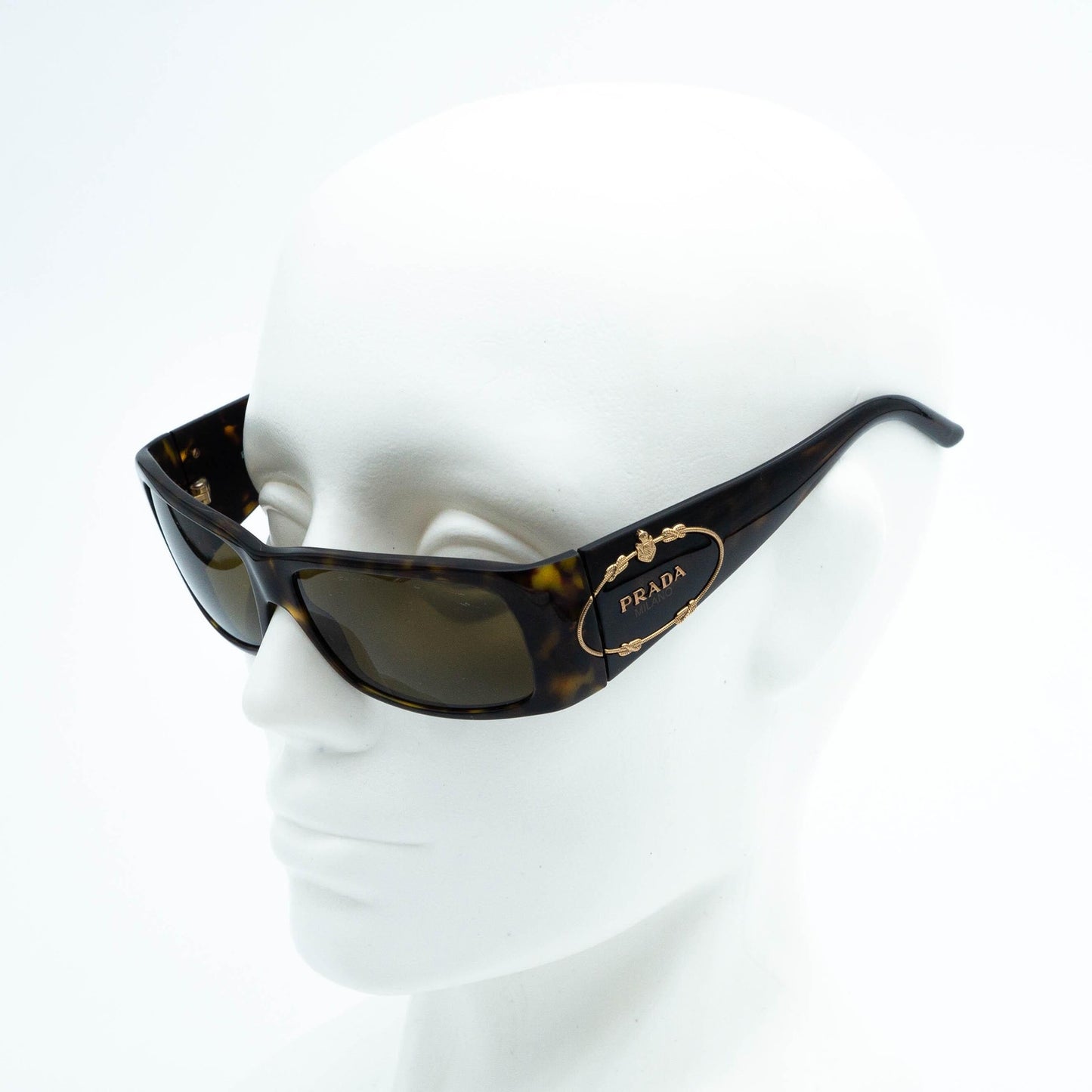 PRADA SPR 10H Brown Gold Sunglasses Vintage 00s