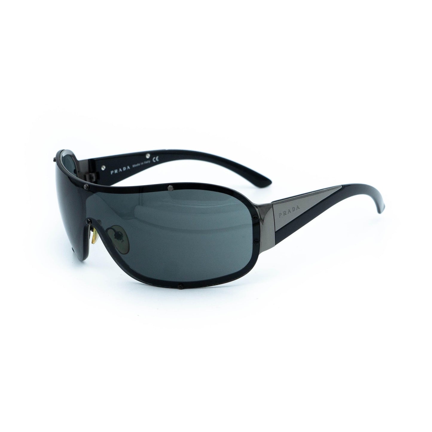 PRADA SPR 63H Black Mask Shield Sunglasses Vintage 00s