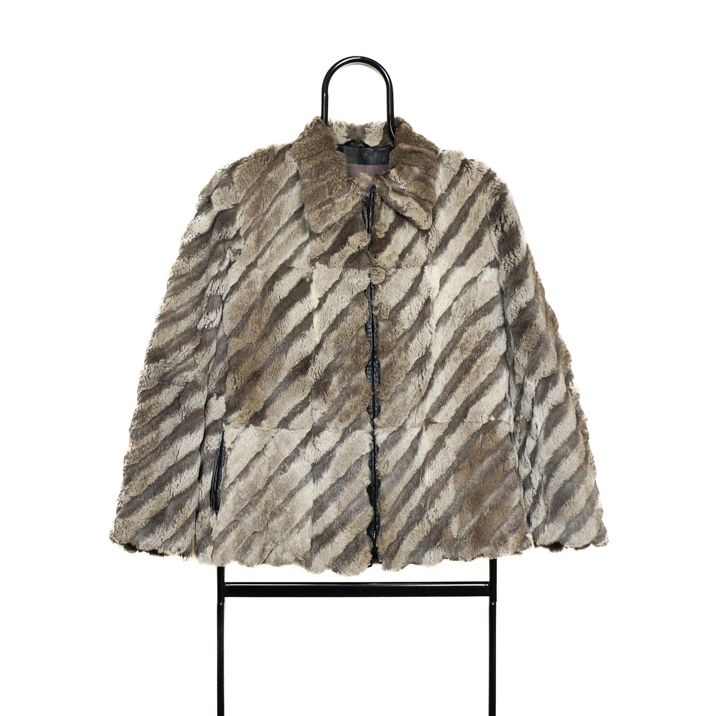 FENDI Maglia Fur Jacket Coat Vintage Gray Rare 90s