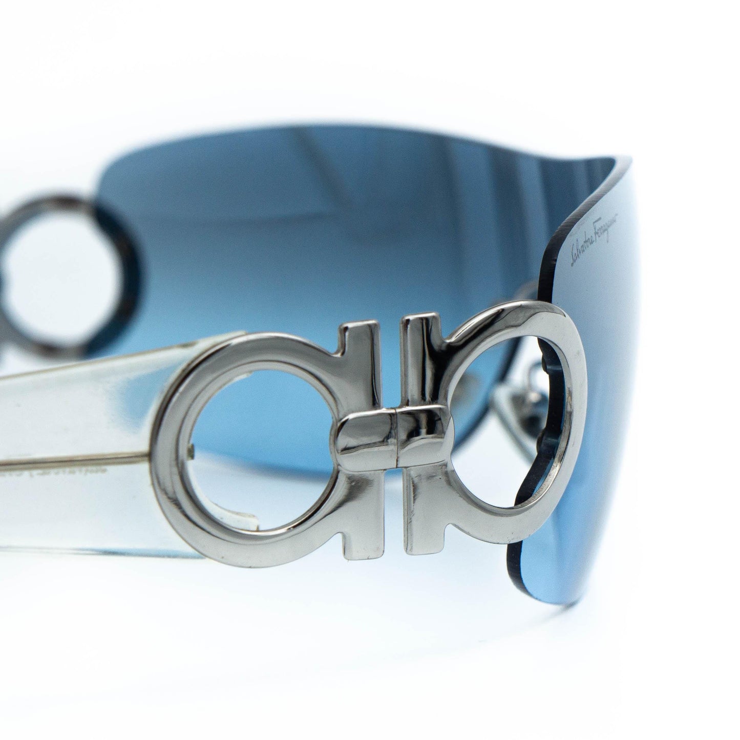 Salvatore Ferragamo 1058 Blue Shield Sunglasses Vintage