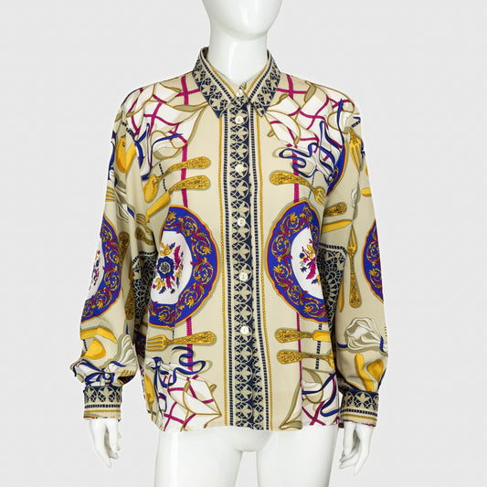 BURBERRY Print Silk Women Shirt Vintage 90s