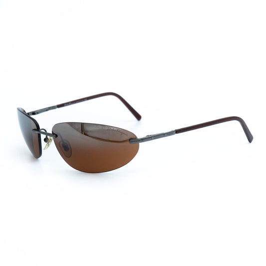 Salvatore Ferragamo 1044 bronze brown rimless vintage sunglasses front view