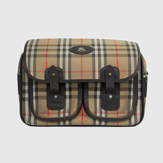 BURBERRY Check Monogram Camera Bag Crossbody Vintage 90s 00s