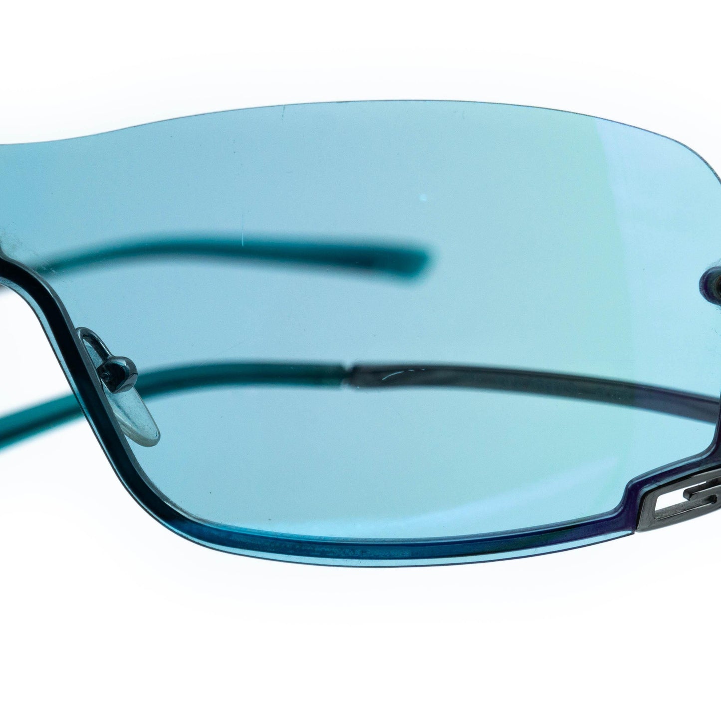 GUCCI GG 1690 Blue Shield Rimless Sunglasses Vintage
