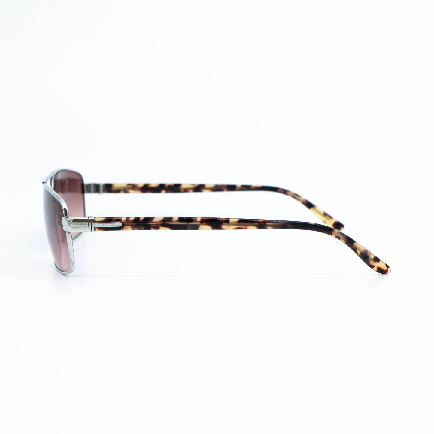 Gucci silver brown rectangular sunglasses front view