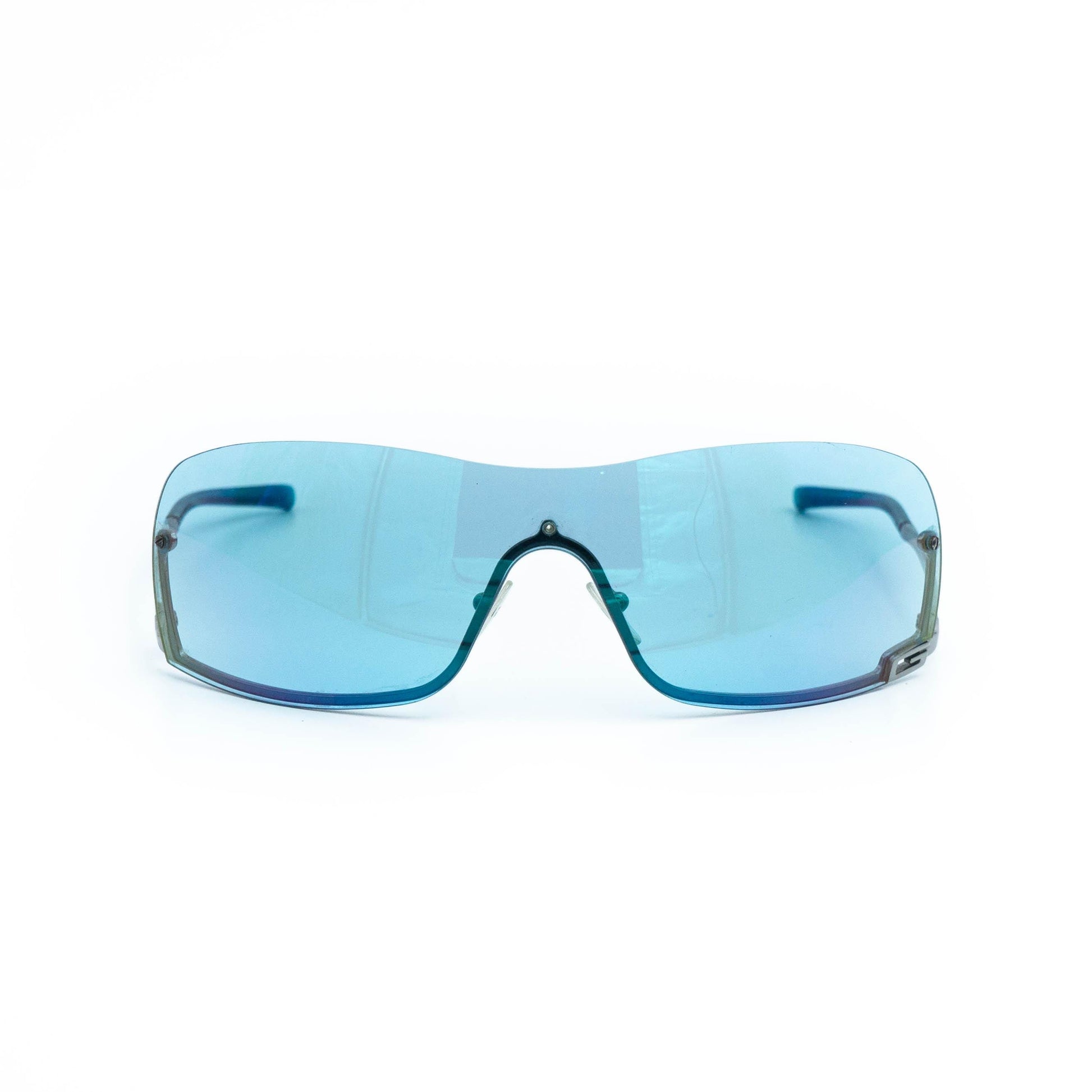 GUCCI GG 1690 blue shield rimless vintage sunglasses