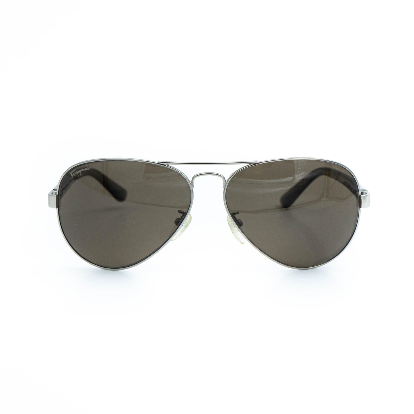 Salvatore Ferragamo SF123SAP silver aviator sunglasses front view