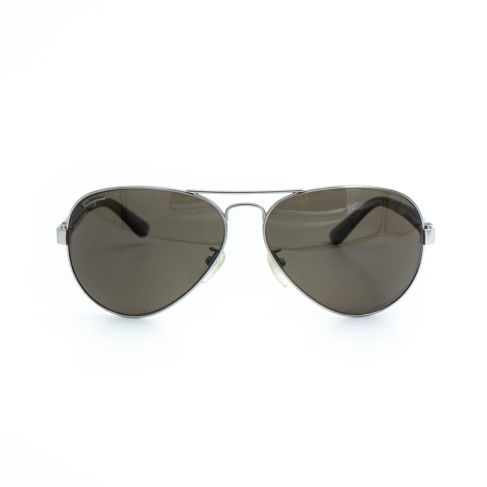 Salvatore Ferragamo SF123SAP silver aviator sunglasses front view