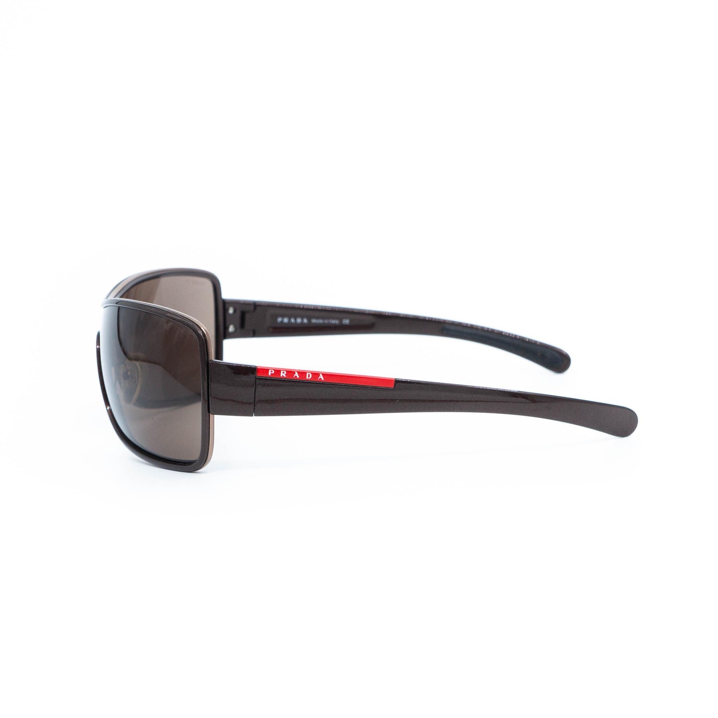 Prada SPS 55G vintage brown shield sunglasses - side view