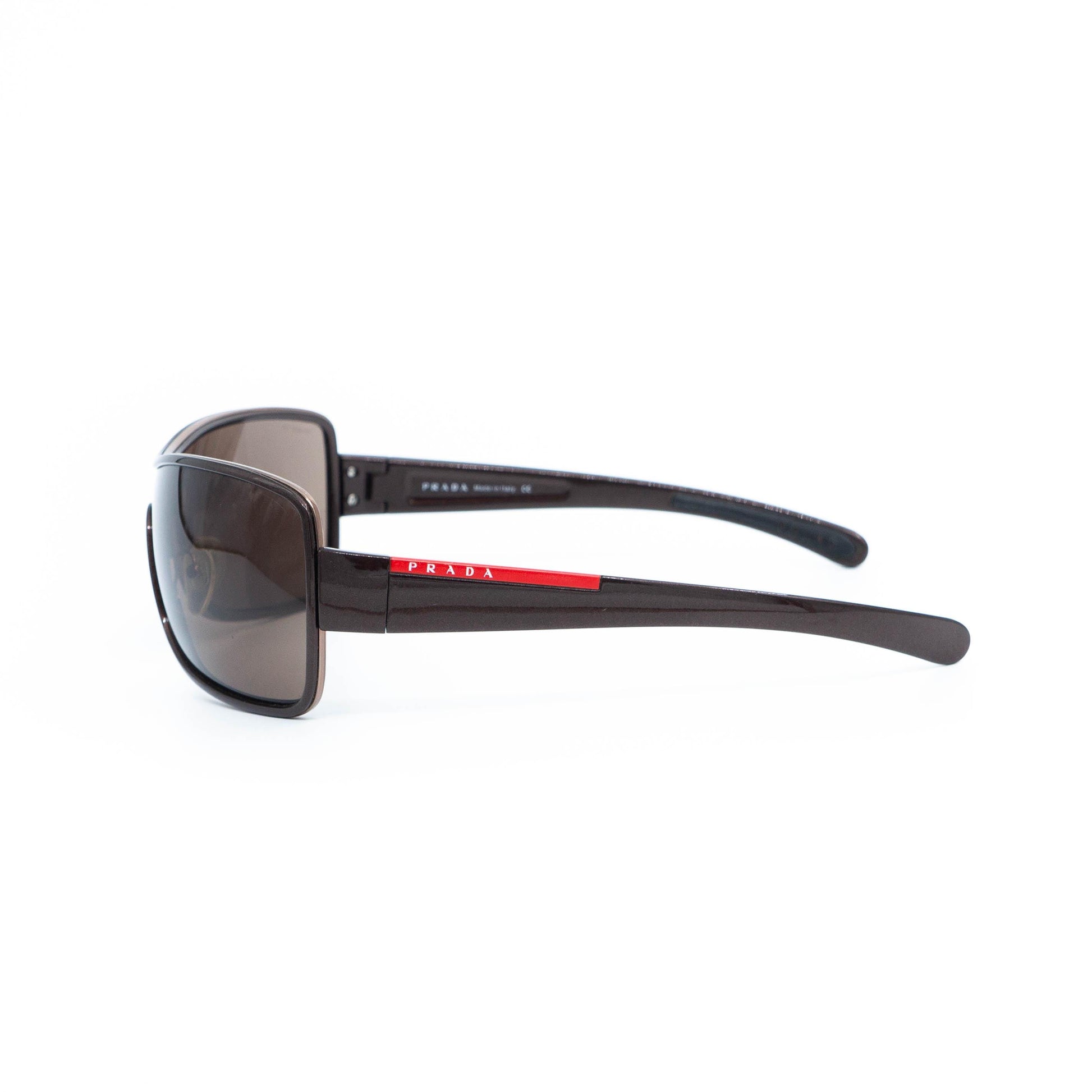 Prada SPS 55G vintage brown shield sunglasses - side view