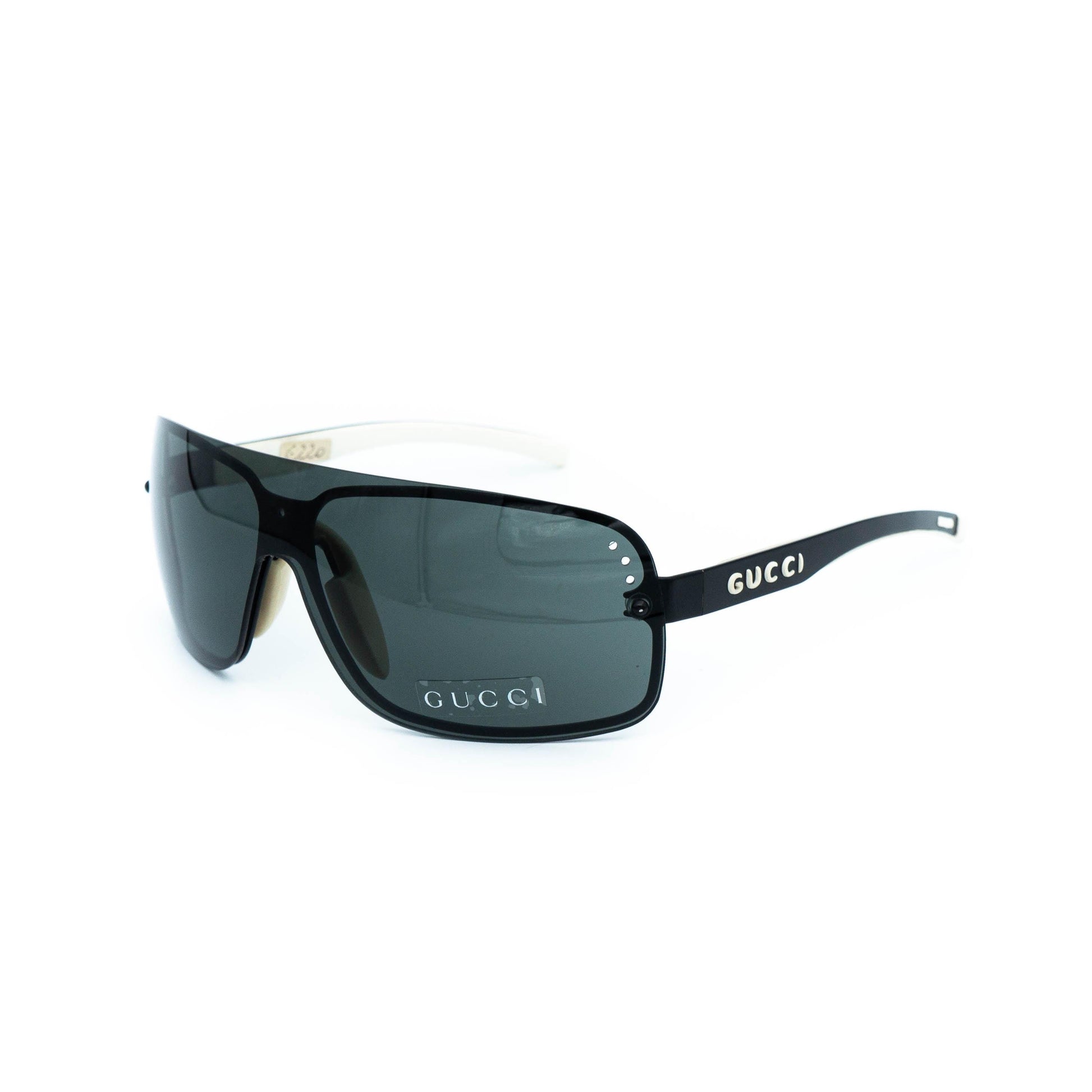 GUCCI GG 1828 black white shield mask vintage sunglasses