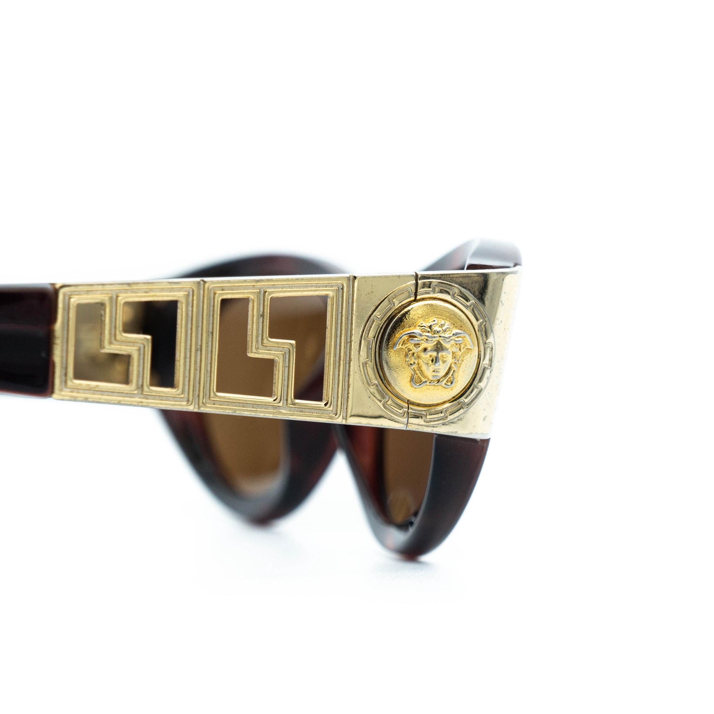 Gianni Versace Mod 492 Medusa Gold Brown Sunglasses Vintage