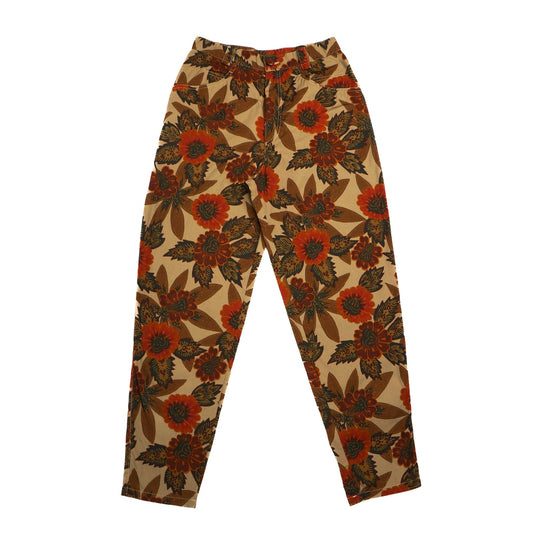 BURBERRY Pants Flower Print Brown Vintage 90s