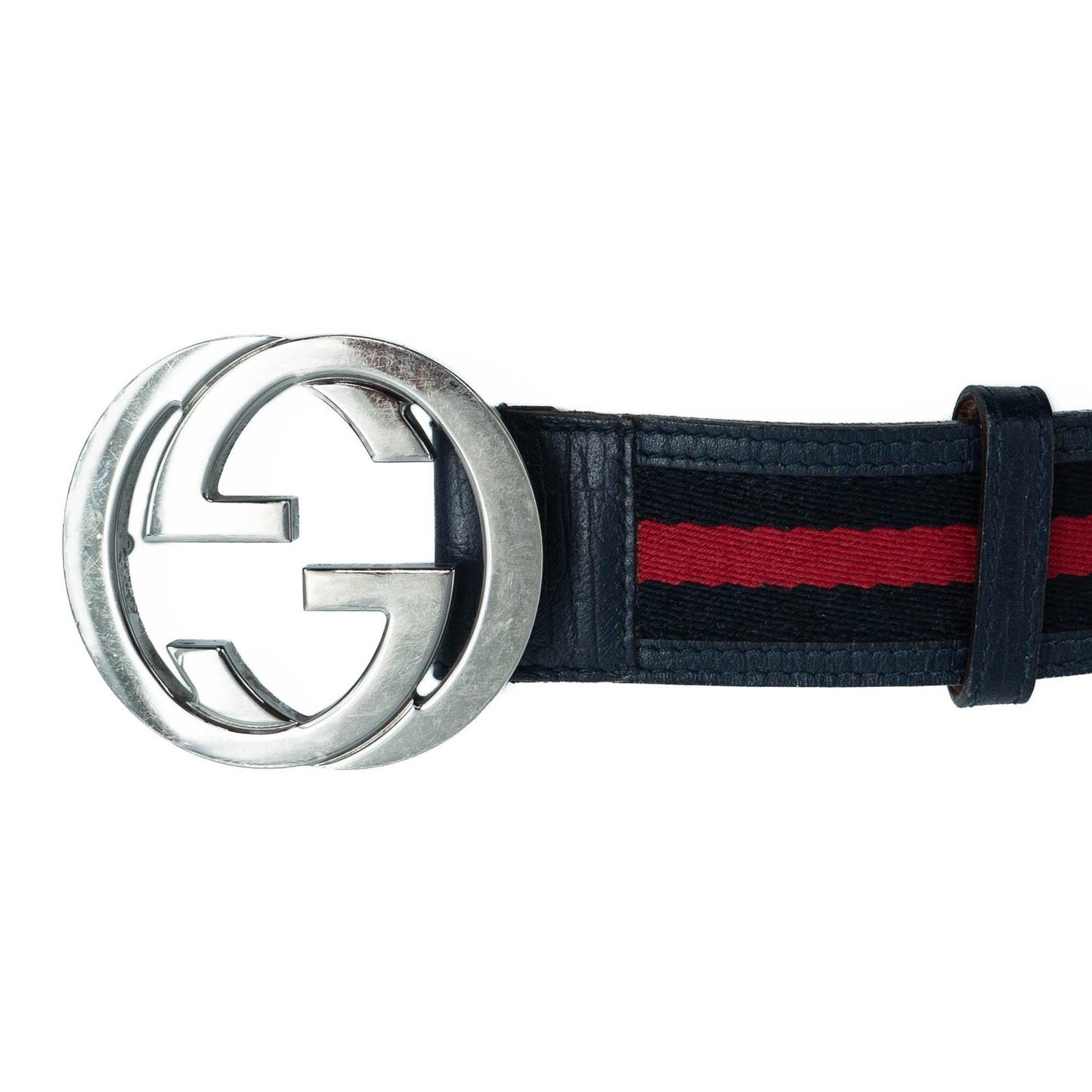 GUCCI GG Logo Belt Dark Blue Vintage 00s