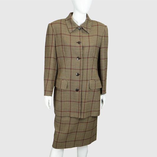 Burberry Classic Suit Monogram Blazer Skirt Vintage 90s