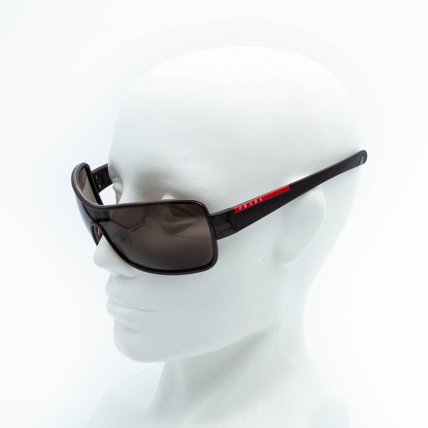 Prada SPS 55G vintage brown shield sunglasses - side view
