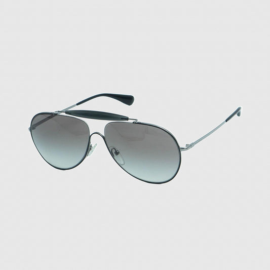 PRADA SPR 56S Pilot Aviator Silver Black Sunglasses 00s