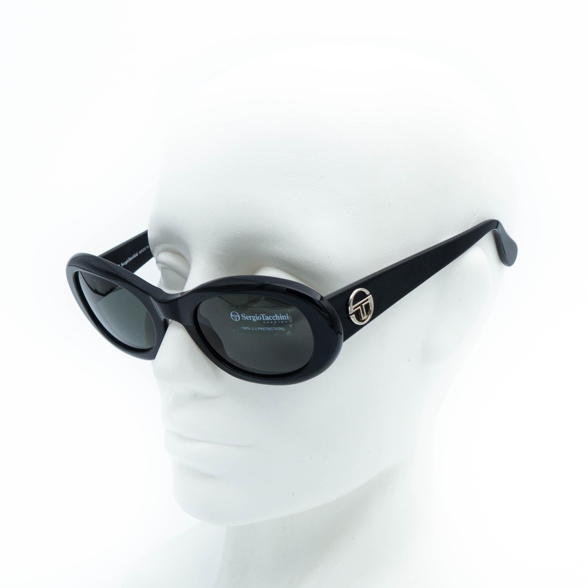 Sergio Tacchini ST 1538-S black oval vintage sunglasses