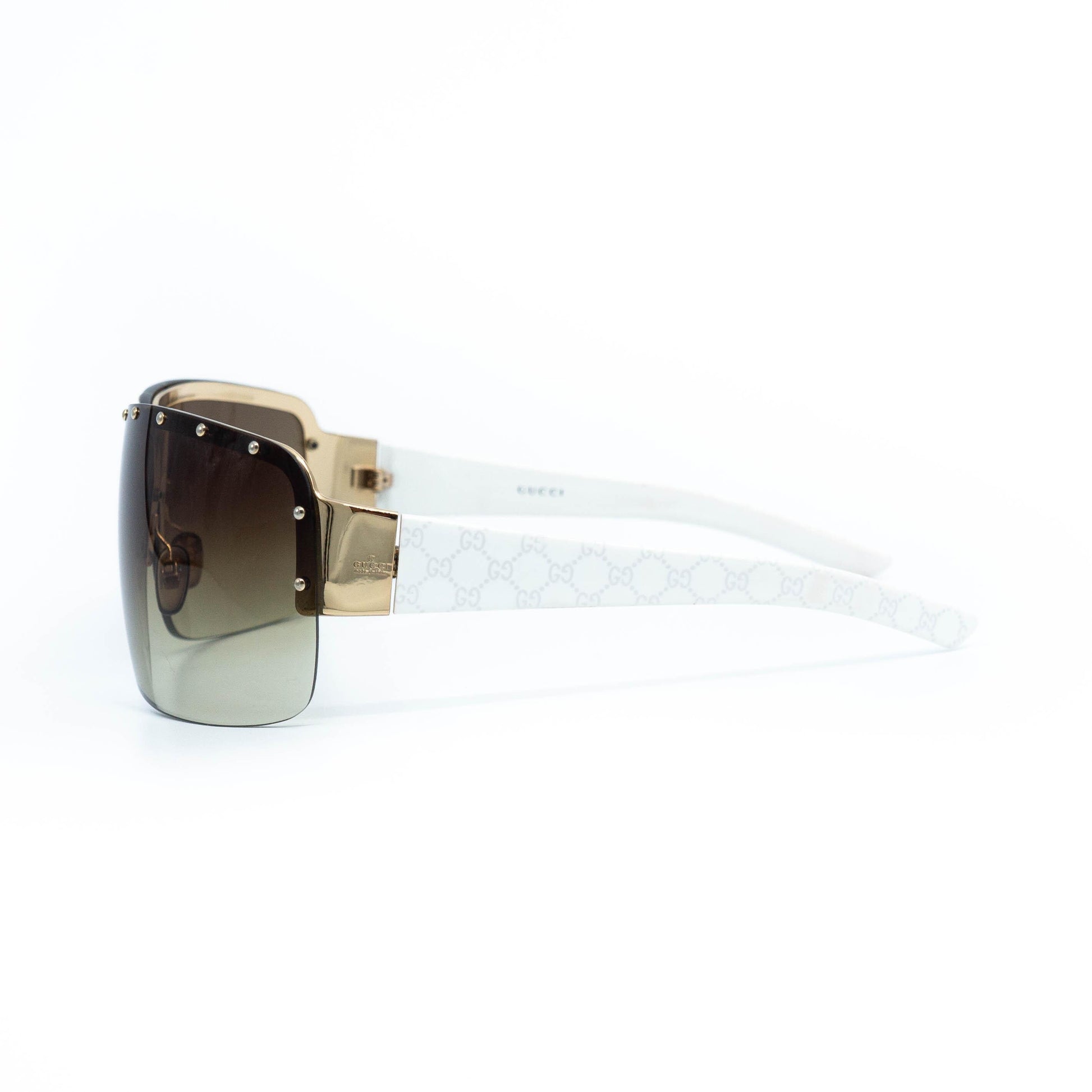 Gucci GG 1819/S white oversized shield sunglasses front view