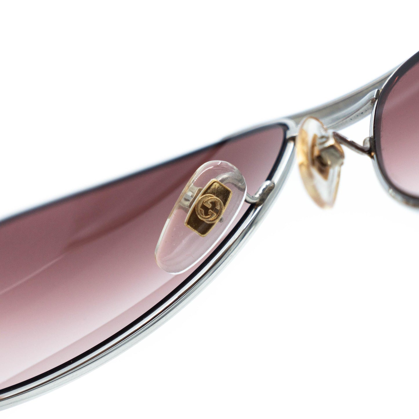 GUCCI Silver Brown Aviator Sunglasses Vintage